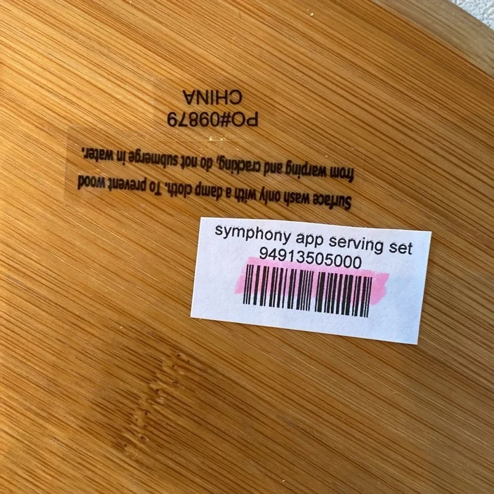 NWT Wood and China Symphony appetizer serving set 13pc